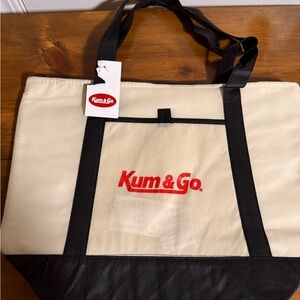 Two-Tone Canvas Tote Bag in Cream and Black